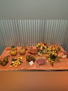 Autumn Harvest Artificial Fall Pumpkin and Foliage Set - Orange